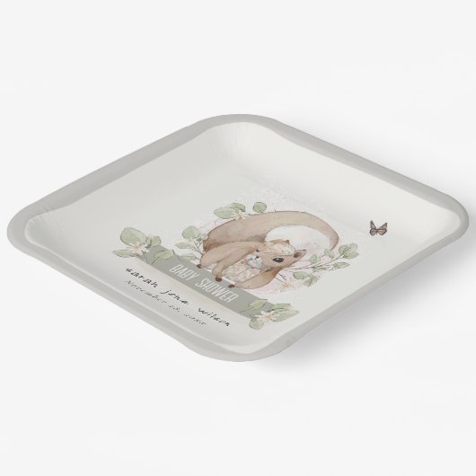 可愛いウッドランドフォレストフローラリス赤ちゃんシャワー ペーパープレート (傾斜あり)