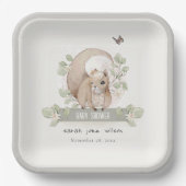 可愛いウッドランドフォレストフローラリス赤ちゃんシャワー ペーパープレート (正面)
