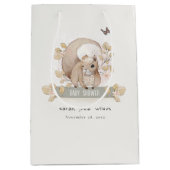 可愛いウッドランドフォレストフローラリス赤ちゃんシャワー ミディアムペーパーバッグ (正面)