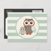 可愛いウッドランドフクロウ、ライトセージ緑 ポストカード (正面/裏面)