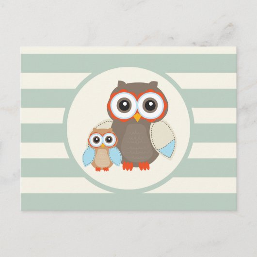 可愛いウッドランドフクロウ、ライトセージ緑 ポストカード (正面)