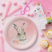 可愛いウッドランドフローラバニー水彩赤ちゃんシャワー ペーパープレート (パーティー)