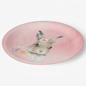 可愛いウッドランドフローラバニー水彩赤ちゃんシャワー ペーパープレート (アングル)