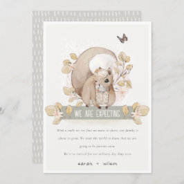 可愛いウッドランドフローラリスベビー発表 招待状