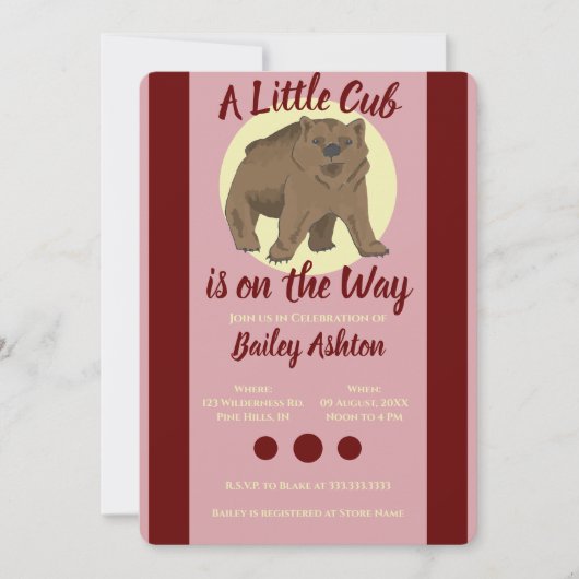 可愛いウッドランドブラウンベアかわいい赤ちゃんシャワー 招待状 (正面)