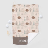 可愛いウッドランドヘッジホッグパターン ゴルフタオル (インサイチュ)