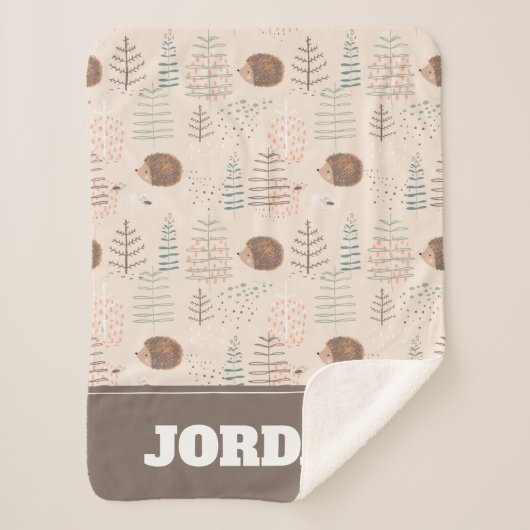 可愛いウッドランドヘッジホッグパターン シェルパブランケット (正面)