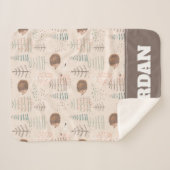 可愛いウッドランドヘッジホッグパターン シェルパブランケット (正面(横))