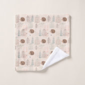 可愛いウッドランドヘッジホッグパターン バスタオルセット (ウォッシュタオル)