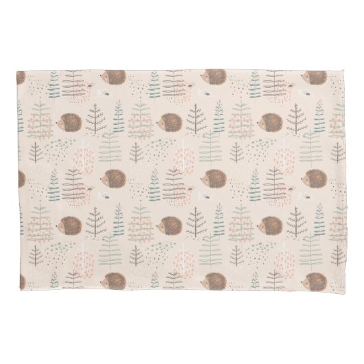 可愛いウッドランドヘッジホッグパターン 枕カバー (正面)