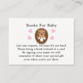 可愛いウッドランドヘッジホッグ赤ちゃんシャワーブックリクエスト エンクロージャーカード