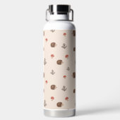 可愛いウッドランドヘッジホッグ&マッシュルームパターン ウォーターボトル (背面)