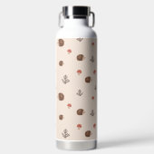 可愛いウッドランドヘッジホッグ&マッシュルームパターン ウォーターボトル (正面)