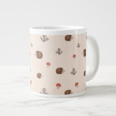 可愛いウッドランドヘッジホッグ&マッシュルームパターン ジャンボコーヒーマグカップ (正面右)