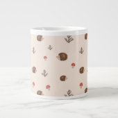 可愛いウッドランドヘッジホッグ&マッシュルームパターン ジャンボコーヒーマグカップ (正面)