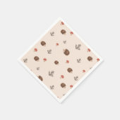 可愛いウッドランドヘッジホッグ&マッシュルームパターン スタンダードカクテルナプキン (角)