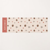 可愛いウッドランドヘッジホッグ&マッシュルームパターン ヨガマット (正面(横))