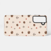 可愛いウッドランドヘッジホッグ&マッシュルームパターン SAMSUNG GALAXYケース (裏面横)