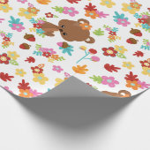 可愛いウッドランドベア&フラワーベビーガールベビーシャワー ラッピングペーパー (角)