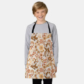 可愛いウッドランドベビーディアフローラルパターン エプロン (着用した状態)
