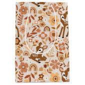 可愛いウッドランドベビーディアフローラルパターン ミディアムペーパーバッグ (正面)