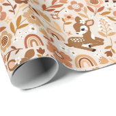 可愛いウッドランドベビーディアフローラルパターン ラッピングペーパー (ロールコーナー)