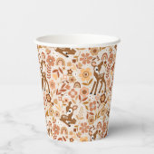 可愛いウッドランドベビーディアフローラルパターン 紙コップ (裏面)