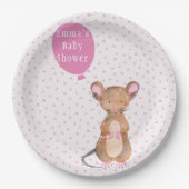 可愛いウッドランドマウス |ベビーシャワー紙プレート ペーパープレート (正面)