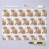 可愛いウッドランドママとベビーガールの鹿パーティー 薄葉紙 (クラフト)