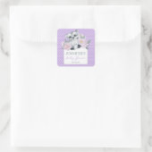 可愛いウッドランドラクーンパープル水玉模様ベビーシャワー スクエアシール (バッグ)