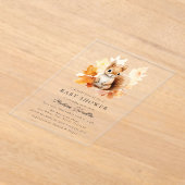 可愛いウッドランドリス秋ベイビーシャワー アクリル招待状 (レイダウン)