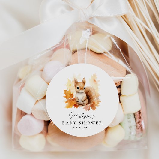 可愛いウッドランドリス秋ベイビーシャワー ラウンドシール