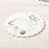 可愛いウッドランド動物の森の赤ちゃんシャワー ペーパーコースター (アングル)