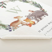 可愛いウッドランド動物の葉の多いリースモノグラムキッズ シェルパブランケット (3/4)