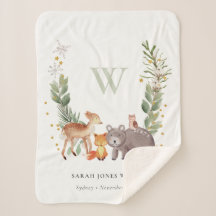 可愛いウッドランド動物の葉の多いリースモノグラムキッズ