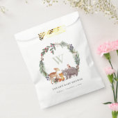 可愛いウッドランド動物の葉の多いリース赤ちゃんシャワー フェイバーバッグ (封をした状態)