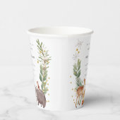 可愛いウッドランド動物の葉の多いリース赤ちゃんシャワー 紙コップ (右)