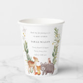 可愛いウッドランド動物の葉の多いリース赤ちゃんシャワー 紙コップ (正面)