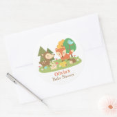 可愛いウッドランド動物の赤ちゃんシャワーパーティーラベル ラウンドシール (封筒)