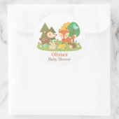可愛いウッドランド動物の赤ちゃんシャワーパーティーラベル ラウンドシール (バッグ)