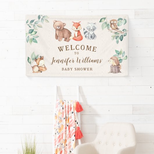 可愛いウッドランド動物の赤ちゃんシャワー歓迎バナー 横断幕 (インサイチュ)