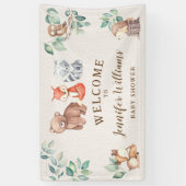 可愛いウッドランド動物の赤ちゃんシャワー歓迎バナー 横断幕 (縦)