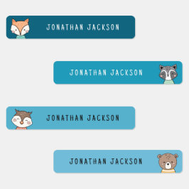 可愛いウッドランド動物の青い子供の名前 ラベル