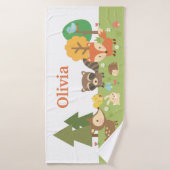 可愛いウッドランド動物の鹿キツネラクーンキッズ バスタオル (バスタオル)