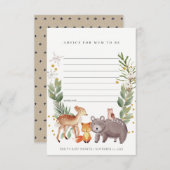 可愛いウッドランド動物アドバイスマムベイビーシャワー エンクロージャーカード (正面/裏面)