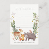 可愛いウッドランド動物アドバイスマムベイビーシャワー エンクロージャーカード (正面)