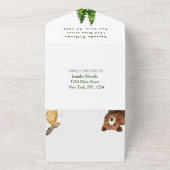 可愛いウッドランド動物オ赤ちゃんシャワーディアベア オールインワン招待状 (外側)