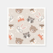 可愛いウッドランド動物キッズパターン誕生日パーティー スタンダードカクテルナプキン (正面)