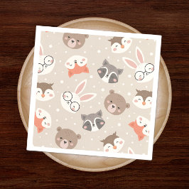 可愛いウッドランド動物キッズパターン誕生日パーティー スタンダードカクテルナプキン