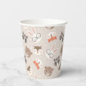 可愛いウッドランド動物キッズパターン誕生日パーティー 紙コップ (裏面)